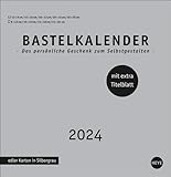  Bastelkalender 2024 Premium silbergrau groß. Blanko-Kalender zum Basteln mit extra Titelblatt für eine persönliche Gestaltung. Foto- und Bastelkalender 2024.