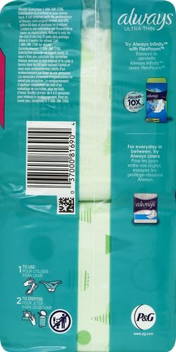 Image of Always Ultra Thin Feminine Pads with Wings for Women, Size 2, Long Super Absorbency, Unscented, Up to 100% Leak-Free Protection, 58 Count (Pack of 3)