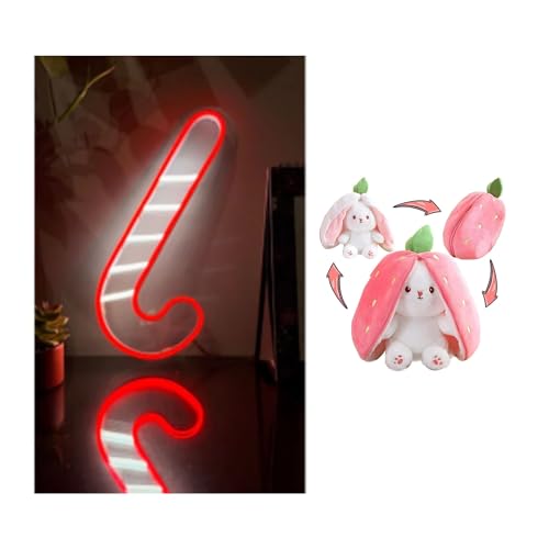 Image of EITHEO Stuffed Animal Plushie Stuffed Toy for Kids (Neon Santa Stick + Bunny)
