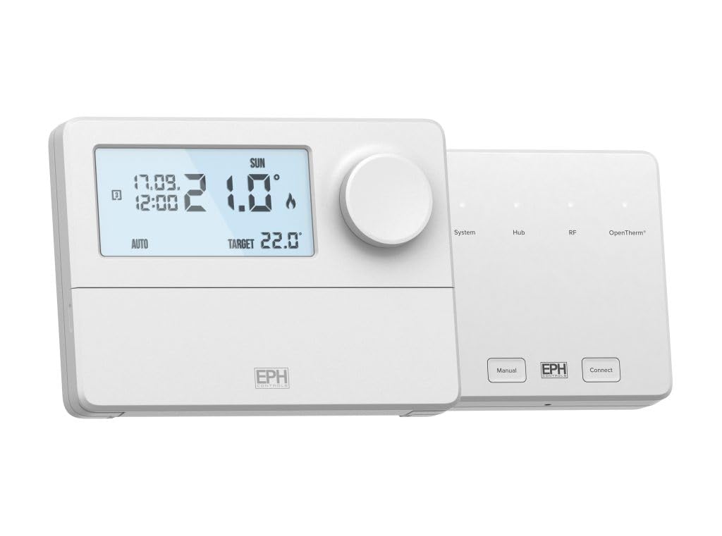 EPH - CP4D (Combipack 4) - Digital Dial Programmable Wireless RF Room Thermostat (RFRPD) & Receiver (RF1B) - Works with Combi, System and Heat Only boilers (5 Year Warranty)