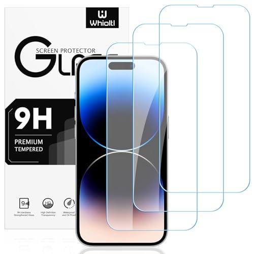 Whioltl Protector de pantalla para iPhone 14 Pro Max de 6.7 pulgadas, dureza 9H, compatible con fundas de vidrio templado, 99.99% de claridad HD, resistente a los impactos, antihuellas, paquete de 3