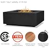 Real Flame Aegean 36in Square Propane or Natural Gas Fire Pit Table, 50,000 BTU, Powder-Coated Steel, Push-Button Ignition, CSA Certified, Lava Rock, Storage Cover, Stainless Steel Burner with Lid