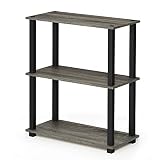 Furinno Étagères sans Outils, Bois, Chêne Français Gris/Noir, Taille Unique, One Size