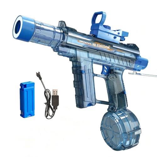 Pistola de agua eléctrica con batería, alcance de 5 m, pistola de agua eléctrica con LED, con tanque de 750 ml, con iluminación y efectos de sonido, juguete de verano para piscinas, playas y fiestas