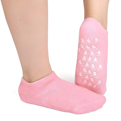 Image of Moisturizing Gel Heel Socks for Cracked Heels, Silicone Spa Socks for Dry Feet Repair, Heel Pain Relief & Foot Care, Reusable Hydrating Socks for Women , Overnight Heel Softening & Repair Treatment Vitamin E (1 PAIR)