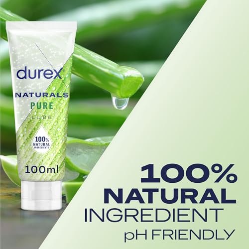 Durex Naturals Pure, Water Based Lube, 100ml Each, Natural Ingredients, pH Neutral, Suitable for Vaginal Moisture and Dryness