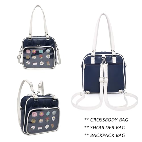 RAINBOW SMILE Ita Bag Multi-Purpose Backpack Crossbody Purse Kawaii Pin Display Bag with Insert for Anime Pins Display4