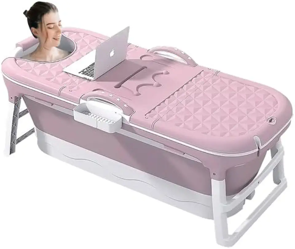 Banheira Dobrável 117 cm Adulto, Ofurô Portátil, Capacidade 200 Litros Cinza Rosa ou Verde Escolha a cor (Rosa)