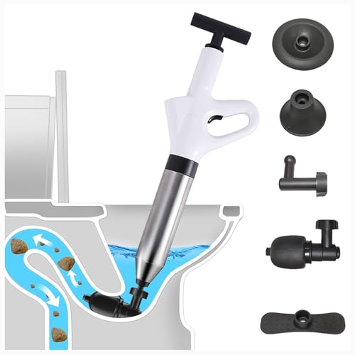 Desatascador WC, Desatascador Tuberias a Presion con barómetro, Desatascador de Inodoro con Cuatro Ventosas Diferentes Adecuado para Cuartos de Baño Inodoros Lavabos (2)