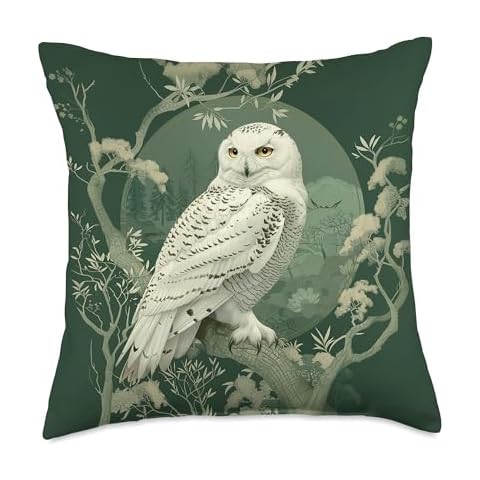 Snowy Owl Throw Pillow by Cute Owl Cover
