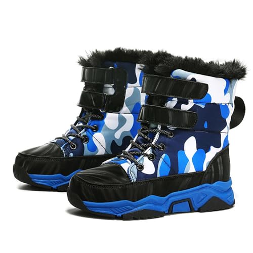 Boys Snow Boots Girls Warm Faux Fur Lined Winter Boots Ankle Booties Outdoor Waterproof Shoes (Little Kid/Big Kid)4
