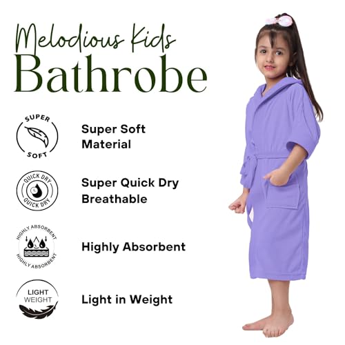 Image of CREEVA Premium Unisex Kids Hooded Bathrobe - Soft, Absorbent & Comfortable with Pocket and Adjustable Belt