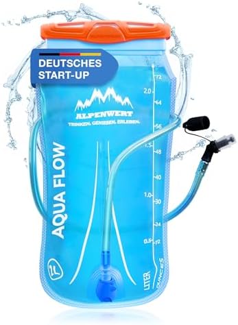 ALPENWERT® Trinkblase mit Trinkschlauch [Wasserblase 2L/3L BPA Free] Ultraleicht Trinksystem für Rucksack perfekt für Outdoor, Laufen, Trailrunning