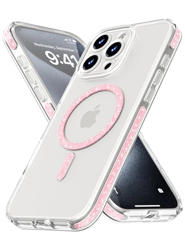 Coque iPhone 15 Pro Max rose idée cadeau femme avec anneau MagSafe