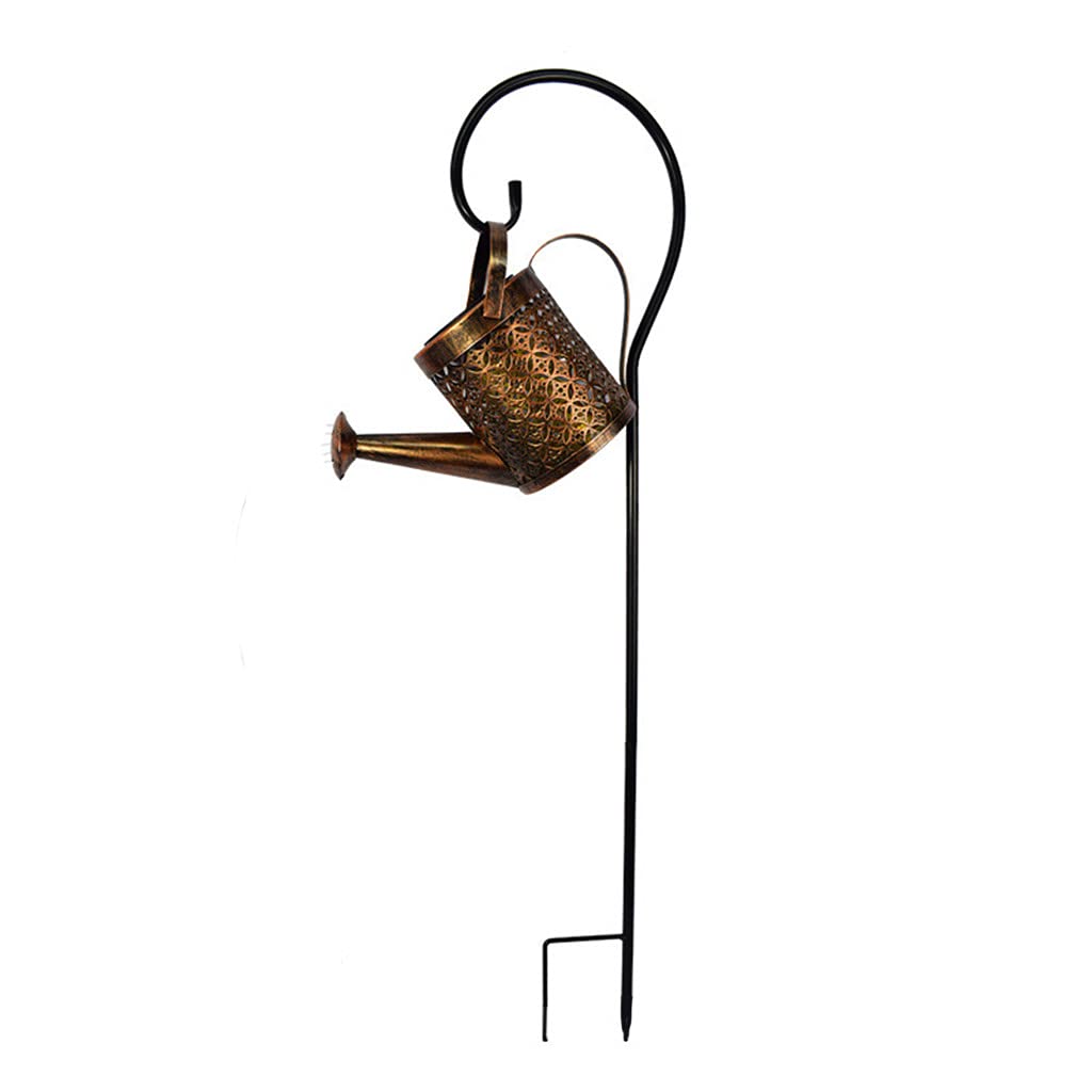 Wrought Iron Hollow Out Lamp Metal Solar Powered Watering Can Kettle Sprinkles Fairy LED Lights String Outdoor Garden Porch Yard Decoration Garden Decoration