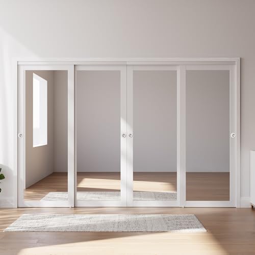 Image of Sliding Mirror Closet Door for 120 inch x 80 inch Opening, White