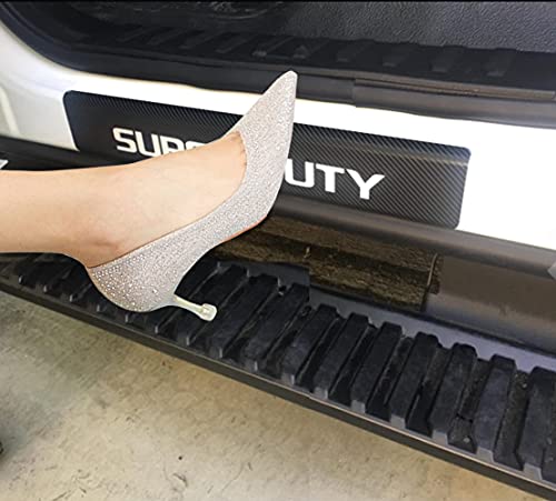 MAXDOOL 4Pcs for F250 Super Duty Door Sill Protector Reflective 4D Carbon Fiber Sticker Decoration Door Entry Guard Door Sill Scuff Plate Stickers Auto Accessories for Super Duty F250(White)