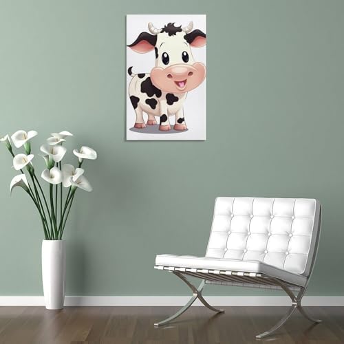 Toile mur art vache dessin animé 50x75cm avec cadre grand poster