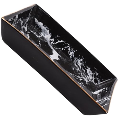Beaupretty Plateau à Bijoux En Céramique Marbrée Noir Grosse Taille, Rangement Multifonction Pour Femmes, Organiseur De Bureau, Assiette Décorative Pour Colliers Et Bagues