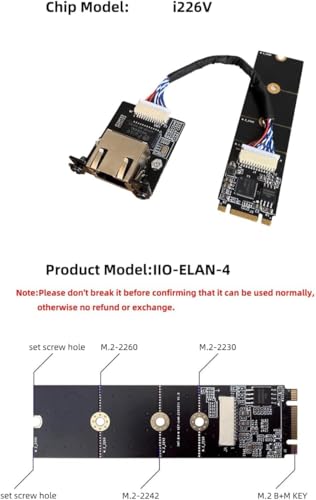 Image of M.2 A E Key to 2.5 Gigabit Ethernet Module, in-tel i225 i226 2.5G Ethernet Server NIC,10 /100 /1000 /25000 Mbps RJ45 LAN, Multi-Gigabit M.2 Network Card, Support 2230 (20CM, i226 M.2 A+E Key)