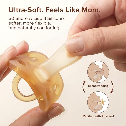 Image of Thyseed Classic Newborn Pacifiers 100% Silicone Pacifers for Babies 0-6 Months, One-Piece Desigan, Orthodontic Pacifier, BPA-Free, 2 Pack