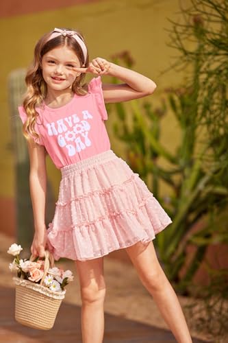 Arshiner Girls Basic Ruffle Sleeve Cute T-Shirt Stretchy Tunic Tank Tops School Blouse3