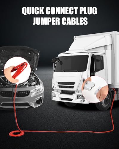 Image of NOONE Heavy Duty Jumper Cables for Diesel Trucks - 1 Gauge 25 Feet extra long Booster Battery Cables with Permanent Installation kit and Quick Connect Plug for Car, SUV
