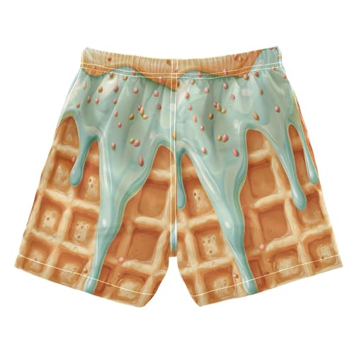 Boccsty Glaze Sprinkles Teal Coral Ice Cream Boys Swim Trunks Baby Kids Swimwear Summer Toddler Beach Board Shorts 2T2
