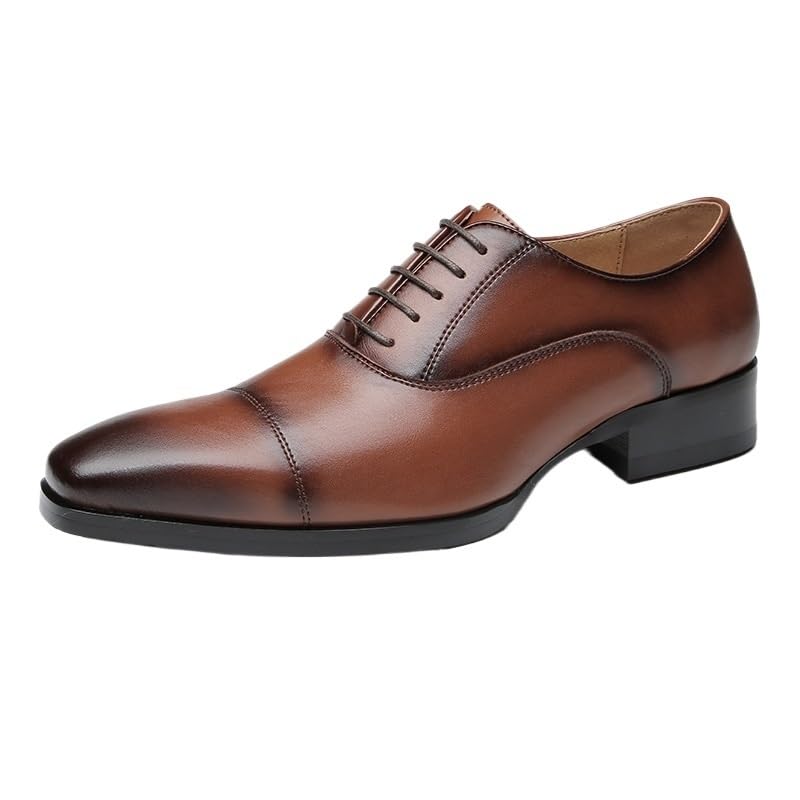 Men's Genuine Leather Lace Up Oxfords Comfort Wide Round Toe Non-Slip Dress Shoes Fashion Breathable Prom Business Wedding Dress Shoes