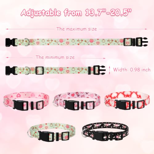 Image of 5 Pack Heart Goat Collars with Bells,Anti-Lost Pet Collar | Adjustable Nylon Collar & Sheep Grazing Copper Bells for Small Farm Animal Sheep Calf Cow Accessories(13.7 inch-20.5 inch)