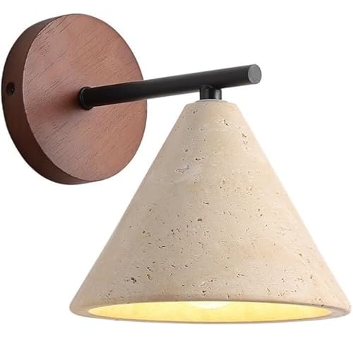 LUOYAOB Aplique de pared de travertino amarillo de cono moderno de mediados de siglo de 5,9 ″ Luces de pared de madera de granja rústica Decoraciones vintage Lámpara de pared for baño Sala