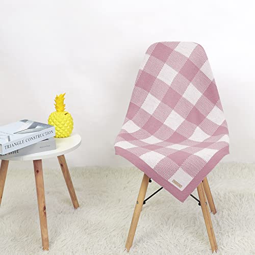 Lawkul Crochet Baby Blankets Knit Baby Girls Blanket Classic Plaid Blankets Celluar Newborn Cable Knit Swaddle Blankets For Toddler Color Pink Baby Girls Blankets 40X30 Inches #TOP5
