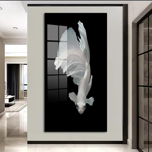 Toile imprimée poisson rouge pour habiller un mur blanc vide et illuminer votre salon