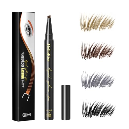 Brow Filler Pen, Hair-like Eyebrow Fork-tips Liquid Filling Applicator, Mimics Natural Eye Makeup by “Linble” (#1 Brown)