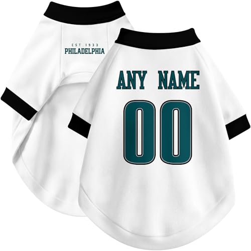 Image of Philadelphia Dog Clothes Jersey Style Personalized Pet T Shirt with Custom Name Number for Small Medium Large Dogs