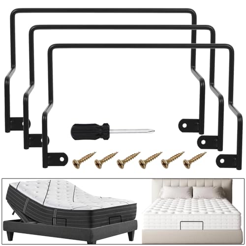 RUENXG 3-Pack Black Mattress Slide Stopper | Non-Slip Gripper & Retainer Bar for Bed Frame | Prevent Sliding, Adjustable Heavy-Duty Holder for Mattress Security