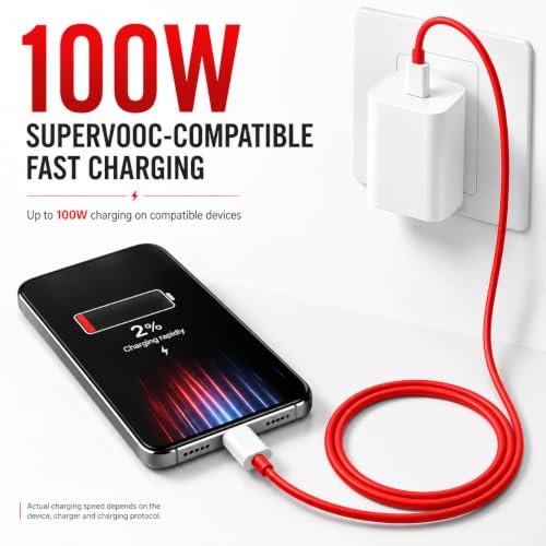 Image of Novobit 100W SuperVOOC Type-C Cable Compatible With OnePlus, 1yr Warranty