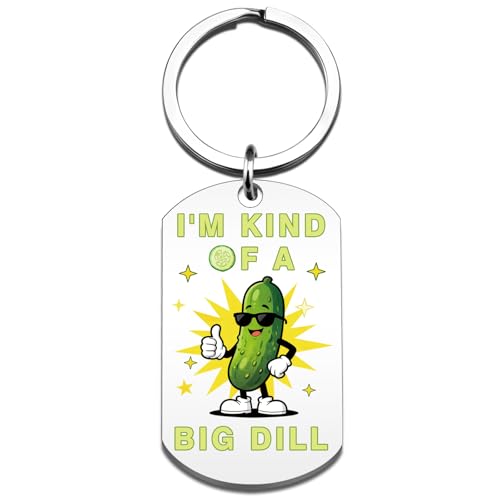 FAFQBING Funny Pickle Gifts Cool Pickle Keychain Inspirational Cucumber Charm