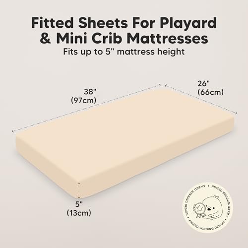 Image of 2-Pack Mini Crib Sheets Fitted, 38x26 Pack N Play Mattress Sheets (Pecan) | Organic Cotton Sheets for Pack and Play Mattress, Soft, Breathable Playard Bedding Sheet, Mini Toddler Bed Cover, Boys, Girls