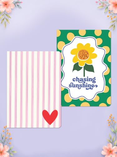 Image of DOODLE Daily Vibes A5 Notebook Set of 2 | Undated Planner, Ruled Journal | 160 Pages Each | 80 GSM Paper | Cute Stationery for Students, Professionals & Gifting