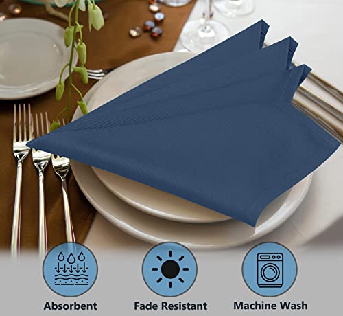 Image of Ruvanti Cloth Napkins Set of 12, 18x18 Inches Napkins Cloth Washable, Soft, Durable, Absorbent, Cotton Blend. Table Dinner Napkins Cloth for Hotel, Lunch, Restaurant, Weddings, Parties -Ocean Blue