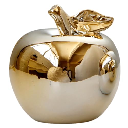 ARTSEWPLY Keramik Apfel Dekofigur In Gold Miniatur Tischdekoration Handgefertigte Keramikfrucht für...
