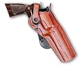 Premium Leather OWB Paddle Holster with Retention Strap Fits Rugerr Security Six 357 Magnum 6-Shot 6', GP-100 .357 Magnum 6'', Colt Python .357 Magnum 6'' Barrel, Right Hand Draw, Brown Color #1647#