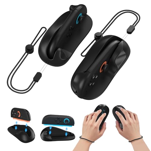 EJGAME Switch 2 Joy Con用 マウスアダプター プラグアンドプレイ 長時間プレイも疲れない人間工学設計 2個セット (ブラック)