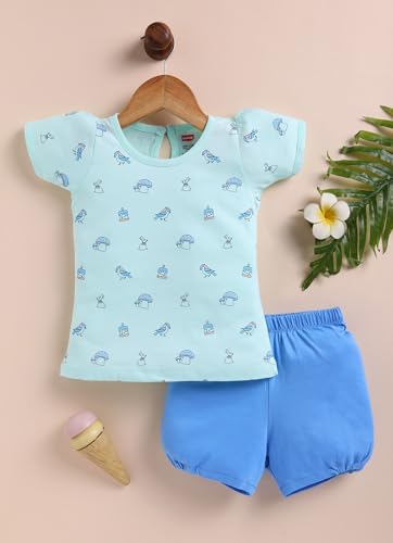 Image of LuvLap Baby Girls Regular Fit 100% Cotton Half Sleeves Girls Top CoSet Pack of 3
