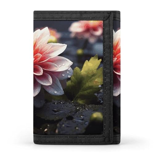 Flower Trifold Wallet for Men - Money Clip Slim Wallets with Multiple Card Slots Minimalist Small Front Pocket Wallet for Everyday Carry