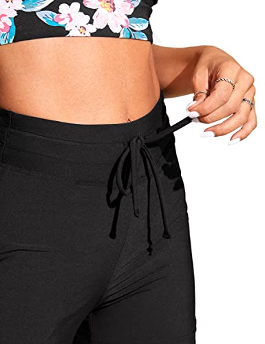 CRZ YOGA Womens Swim Board Shorts 4'' - High Waisted Side Split Bathing Swimwear Bottoms with Mesh Liner Zipper Pocket3