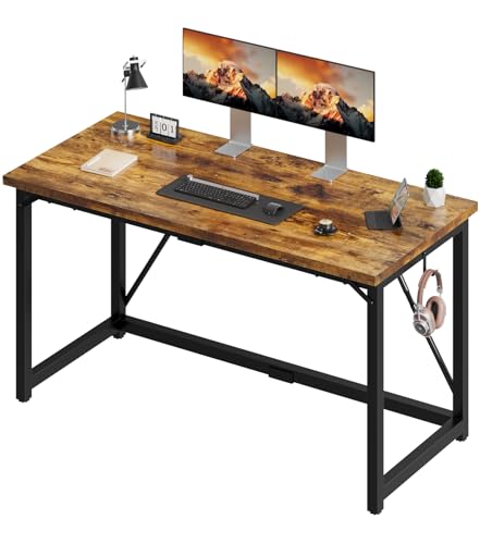 Devoko Tisch, 140 x 50 x 75 cm Computertisch, Bürotisch für Arbeitszimmer, Schlafzimmer, Wohnzimmer, Vintage braun