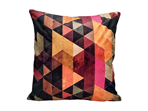 Khooti Velvet Cushion Cover, 24x24 (Triangular Orange)