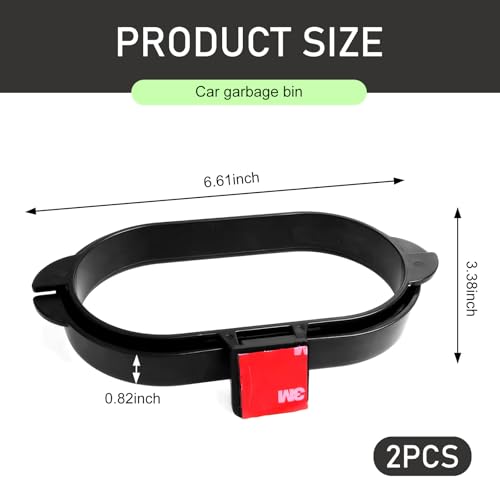 Image of 2 PCS Car Trash Bag Frame, 6.61 inch x 3.38 inch x 0.82 inch ABS Hanging Self-Adhesive Trash Bag Basket, Keep Your Car Clean Multi-Function Accessory, Universal for Most Cars (Black)